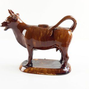 Antique Bennington Rockingham Style Pottery Cow Creamer